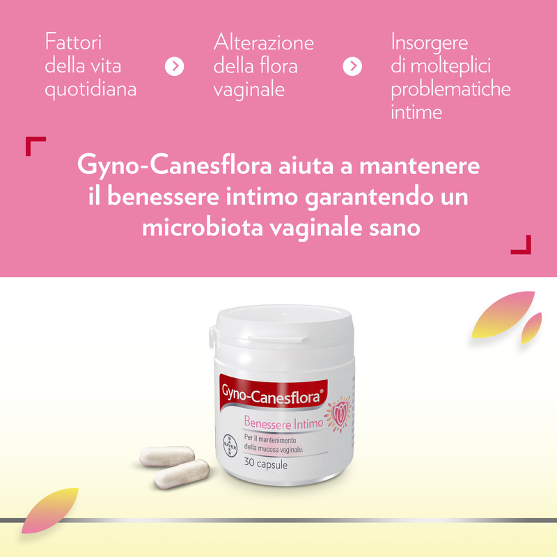 Gyno Canesflora Integratore alimentare per il benessere intimo femminile e il mantenimento della flora vaginale, con Vitamina B2 e lactobacilli, 30 capsule Gyno Canesflora Integratore alimentare per il benessere intimo femminile e il mantenimento della flora vaginale, con Vitamina B2 e lactobacilli, 30 capsule