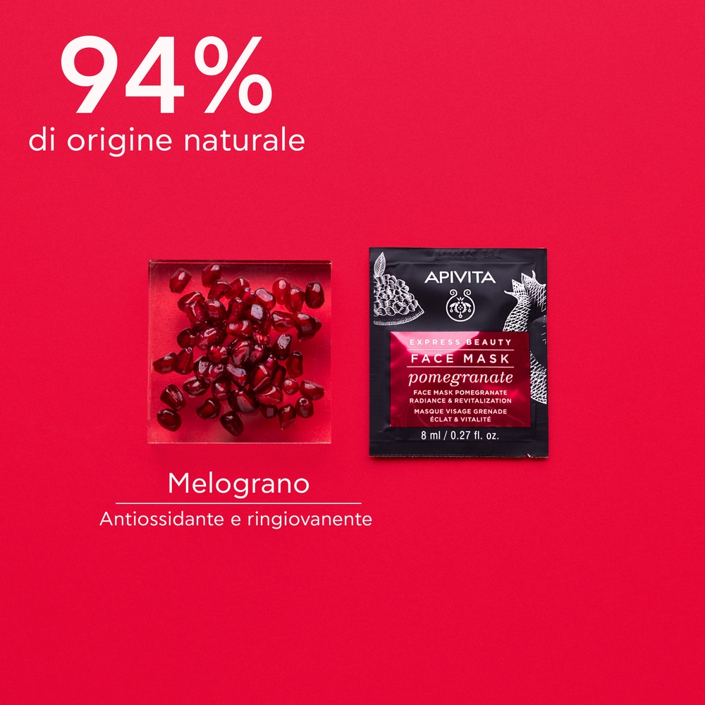 APIVITA Express Beauty Maschera Viso al Melograno Illuminante e Rivitalizzante 2X8ML