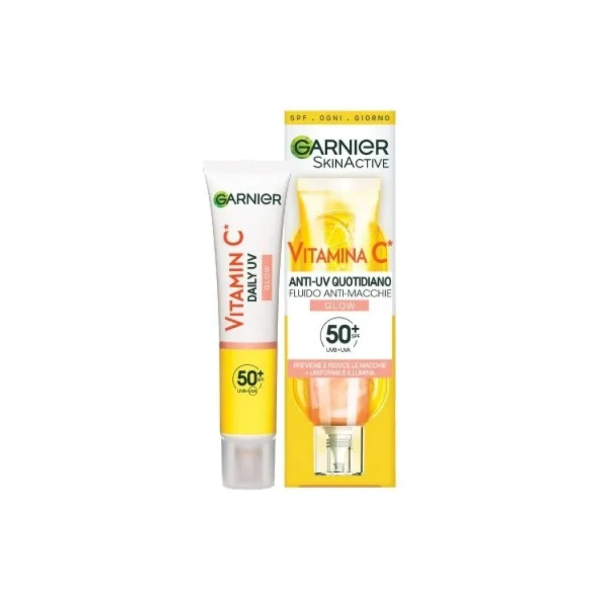Garnier Skinactive Vitamina C Fluido Anti-UV Anti-Macchie Glow SPF 50+, 40ml