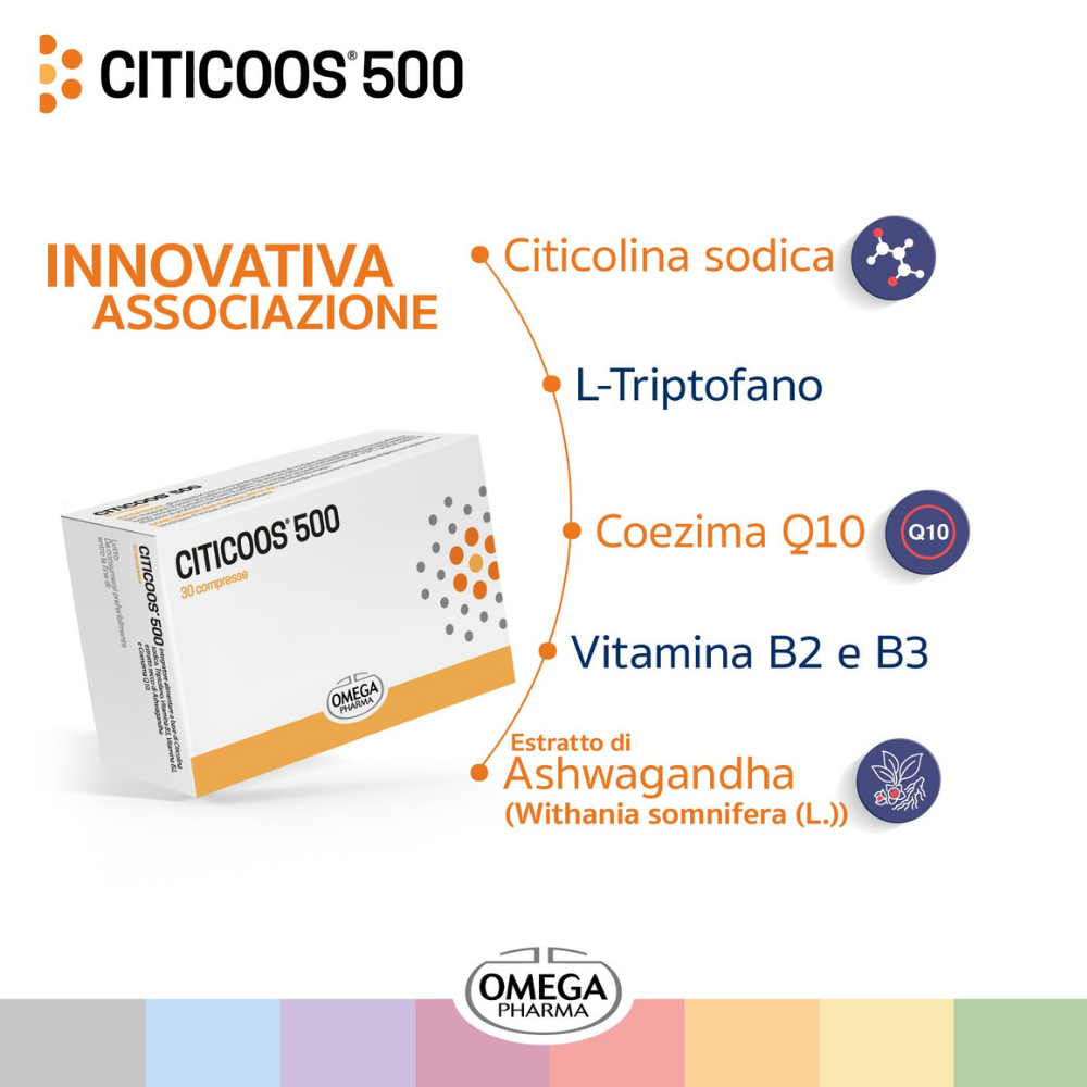 Omega Pharma Citicoos 500 - Integratore Per Il Sistema Nervoso 30 Compresse
