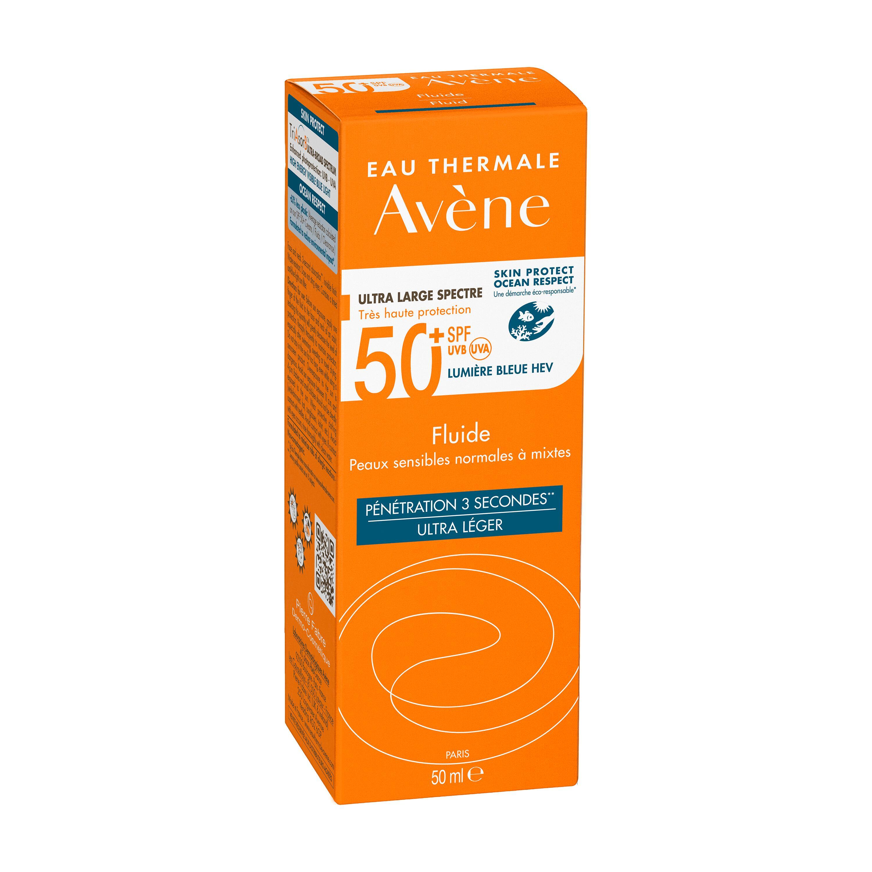 Avène Eau Thermale Fluido SPF50+ - Protezione Solare Viso Molto Alta 50 ml