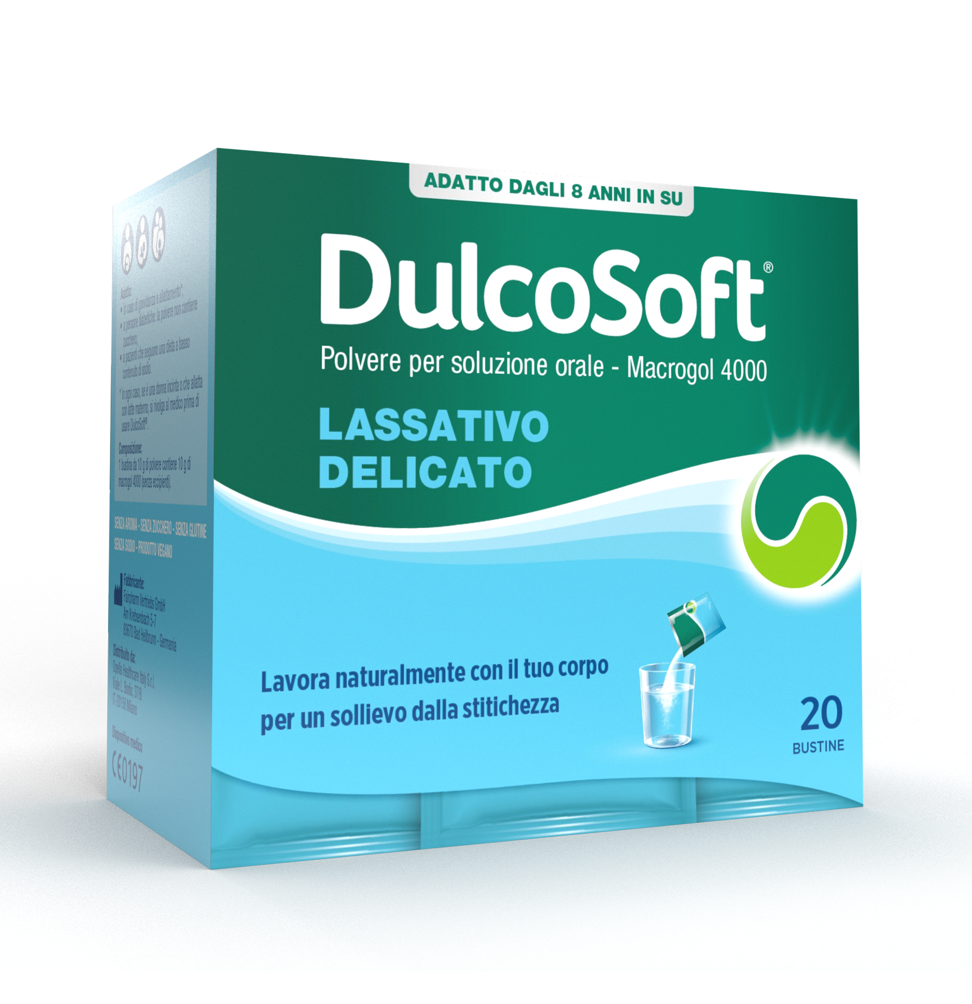 Dulcosoft, Dispositivo Medico, Feci Dure, Senza Glutine, Senza Zucchero, Macrogol 4000, 20 Bustine Predosate, Adulti, Bambini