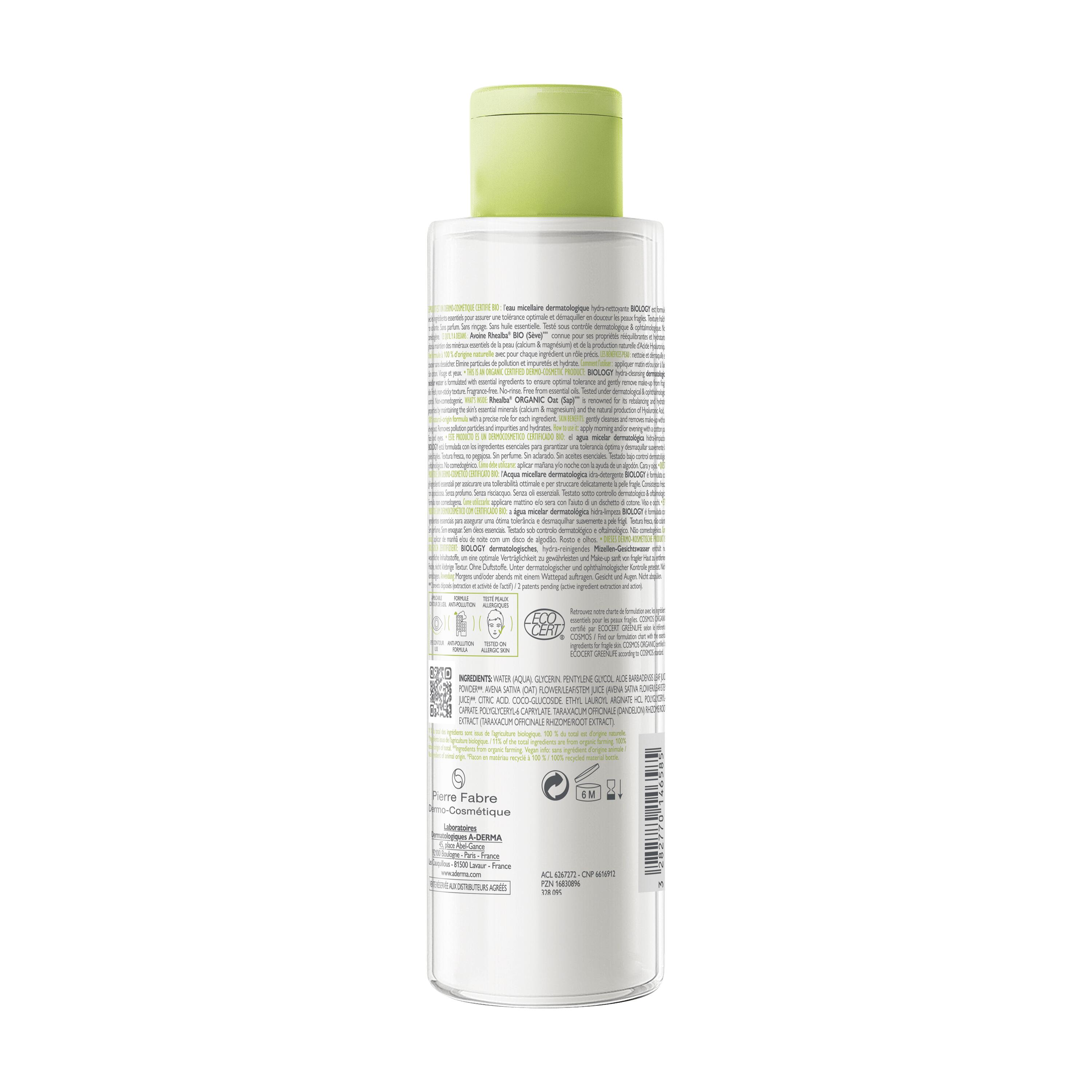A-Derma - Biology Acqua Micellare Dermatologica Idra-Detergente Per Pelle Fragile 200 ml