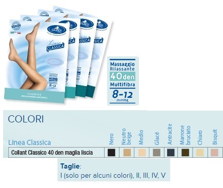 Sauber Linea Classica Collant in Maglia Liscia 40 Den Neutro Beige Taglia 5