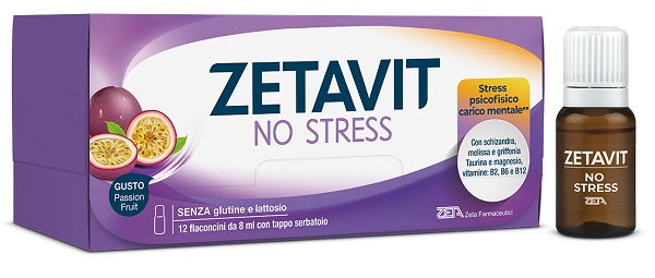 Zetavit No Stress 12 Flaconcini Gusto Passion Fruit - Integratore Per Lo Stress