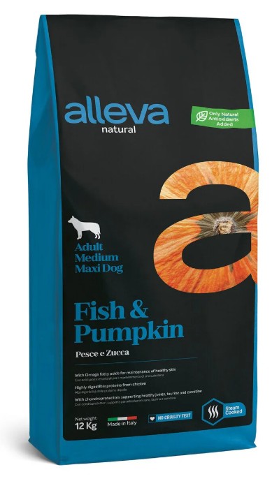 ALLEVA NATURAL DOG ADULT FISH AND PUMPKIN MEDIUM/MAXI KG 12 - P00217