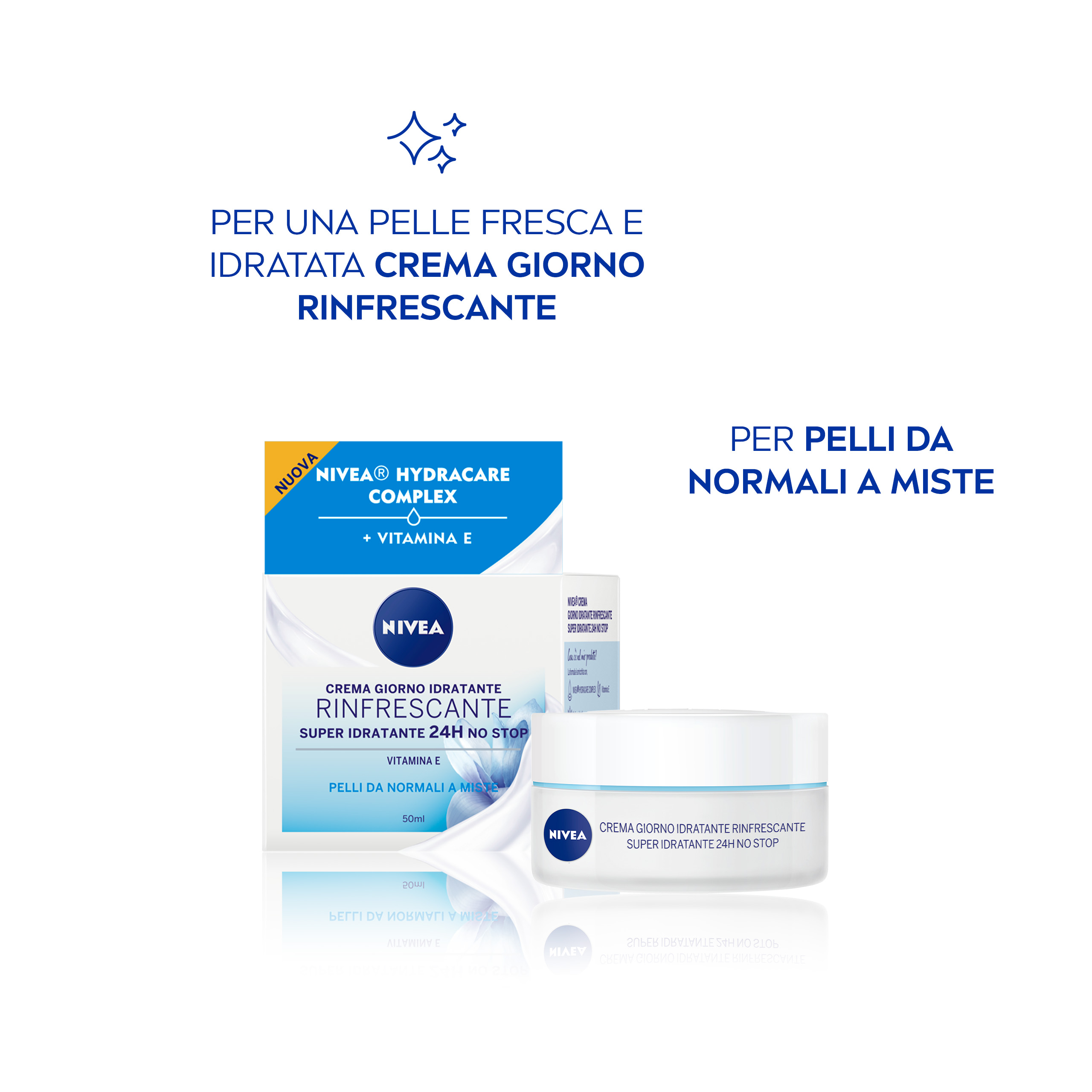 Nivea Crema Giorno Rinfrescante 24h Idratazione SPF15 50 ml, Crema viso idratante e rinfrescante