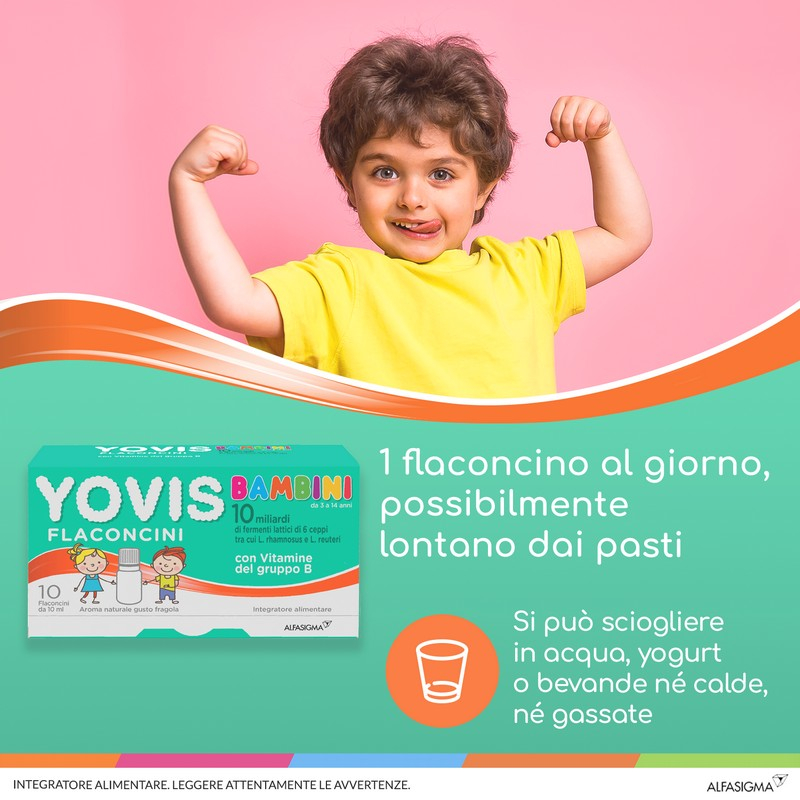 Yovis Bambini Flaconcini, Probiotici per il Benessere Intestinale con Vitamine del Gruppo B, 10 Miliardi di Fermenti Lattici Vivi, indicato per Bambini dai 3 ai 14 anni, 10 Flaconcini, Gusto Fragola Yovis Bambini Flaconcini, Probiotici per il Benessere Intestinale con Vitamine del Gruppo B, 10 Miliardi di Fermenti Lattici Vivi, indicato per Bambini dai 3 ai 14 anni, 10 Flaconcini, Gusto Fragola