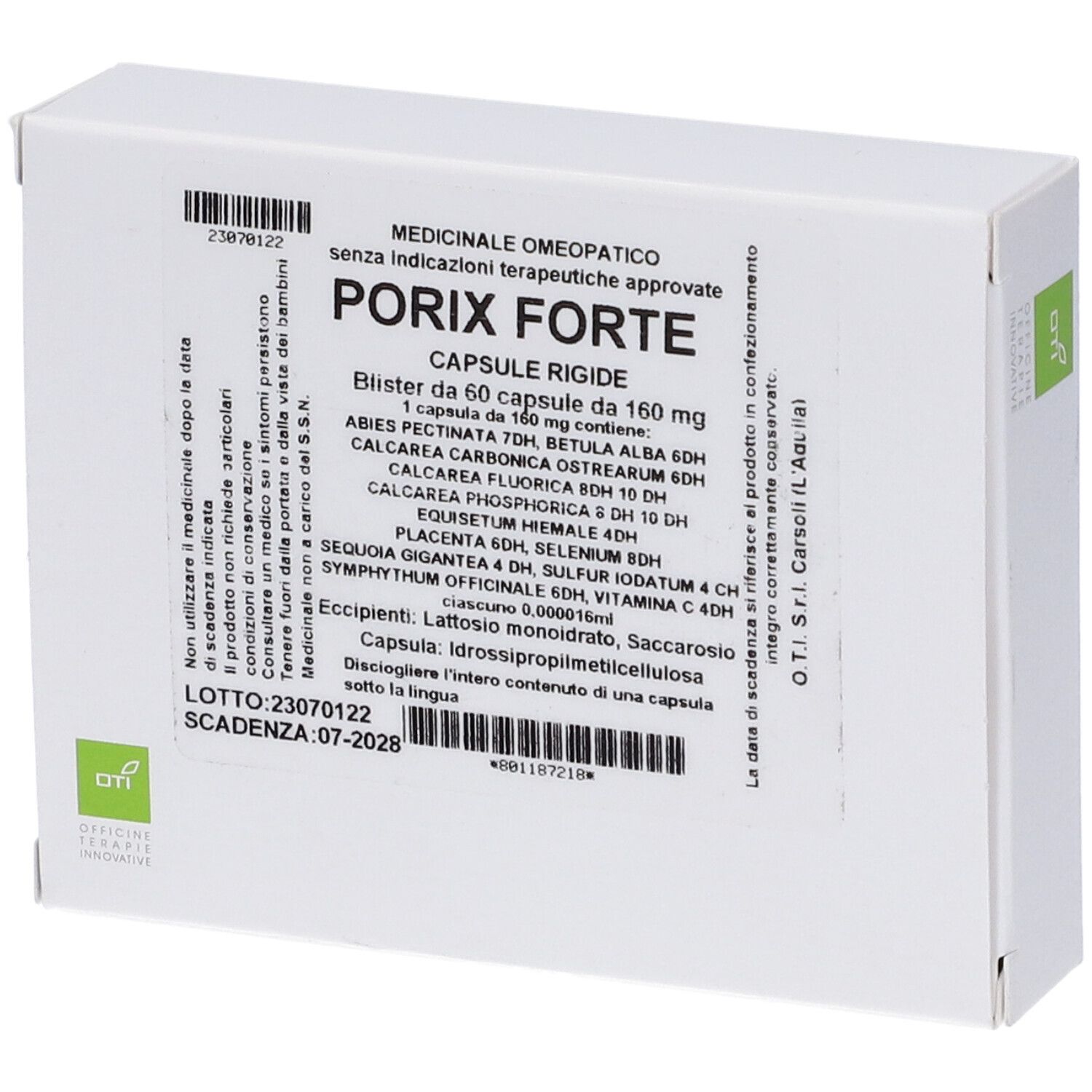 Oti Porix Forte Medicinale Omeopatico 60 Capsule