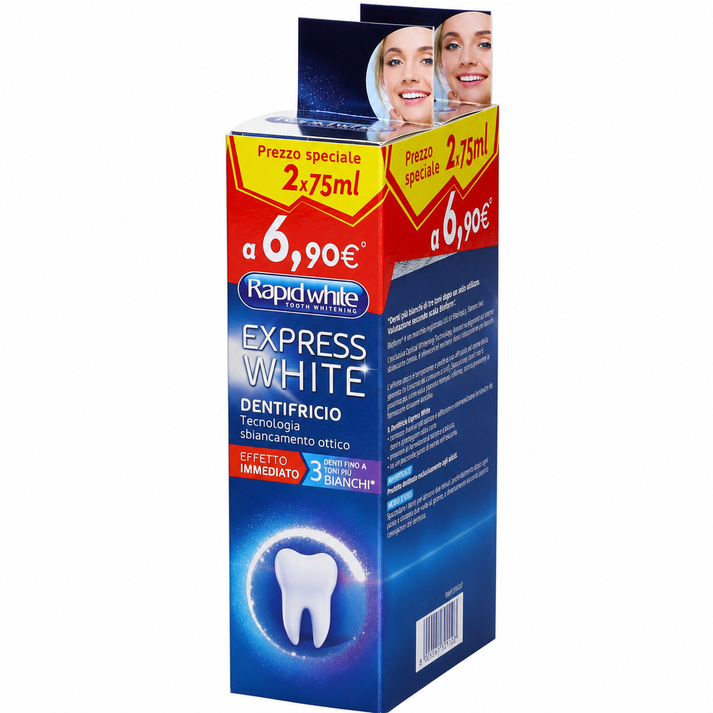 Rapid White Express White Dentifricio Sbiancante Bipack 2 x 75 ml