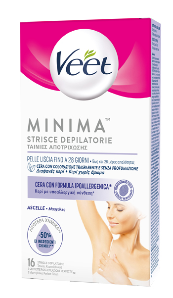 Veet Minima  Strisce Depilatorie Ascelle ipollargeniche 16 pezzi
