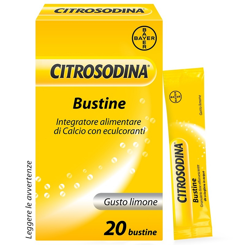 Citrosodina, Integratore di Calcio,  Digestivo per ritrovare la leggerezza dopo i pasti, Senza Zucchero, Gusto Limone, 20 Bustine Effervescenti Citrosodina, Integratore di Calcio,  Digestivo per ritrovare la leggerezza dopo i pasti, Senza Zucchero, Gusto Limone, 20 Bustine Effervescenti