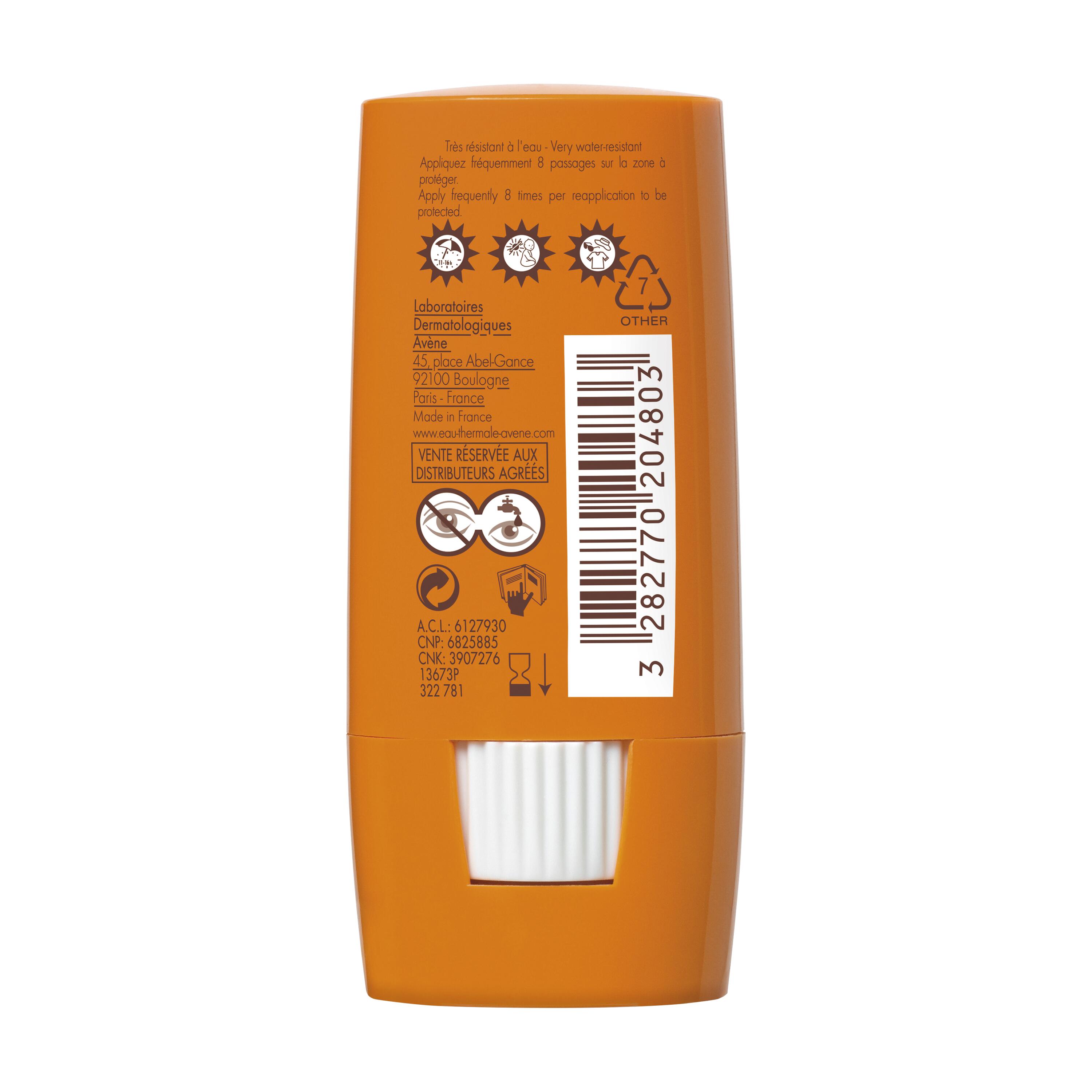 Avène Eau Thermale - Protezione Solare Molto Alta SPF50+ Per Zone Sensibili Stick 8 g