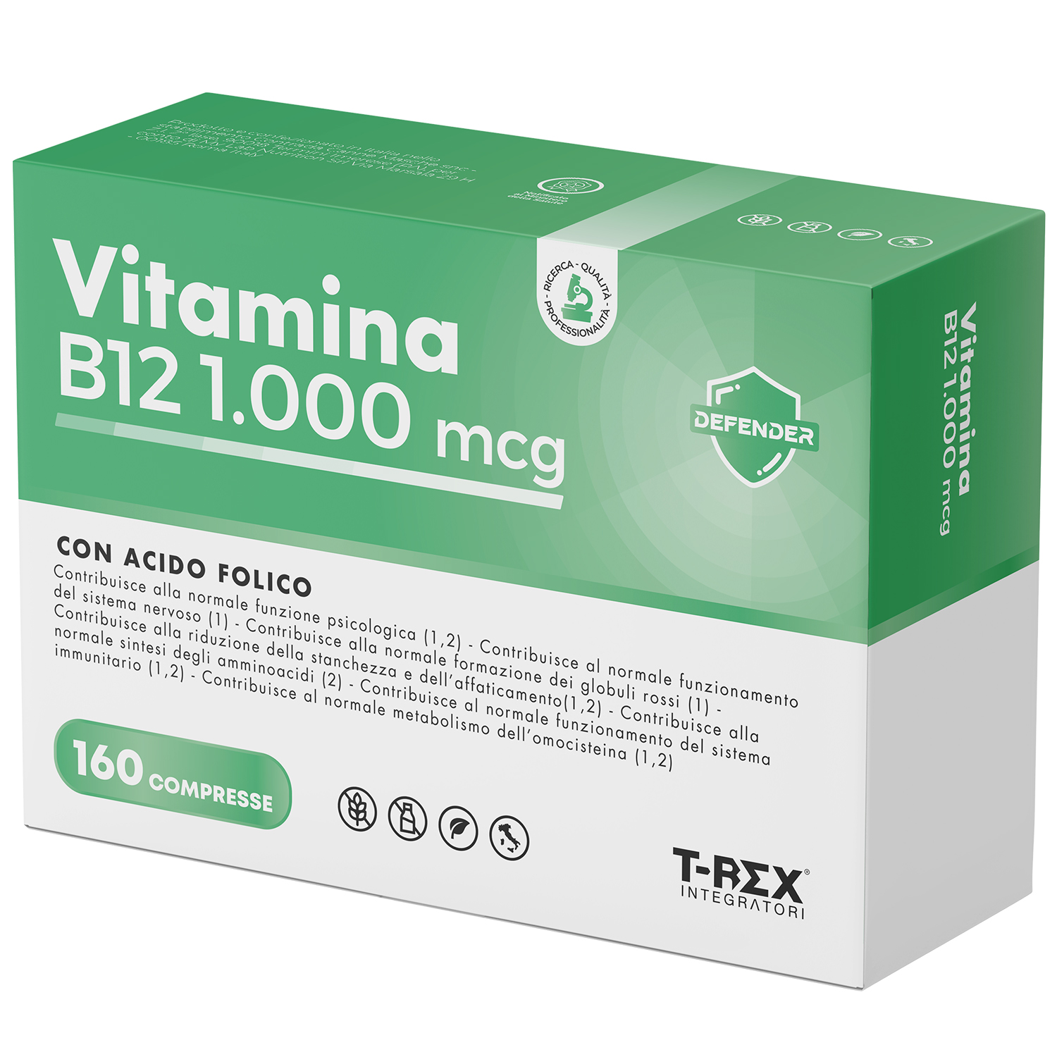 T-Rex Integratori Vitamina B12 1000 Mcg 160 Compresse - Integratore Per Stanchezza E Affaticamento