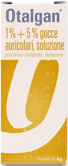 Otalgan Gocce Auricolari - 1%+5% Procaina cloridrato / Fenazone - Flacone da 6 g Otalgan Gocce Auricolari - 1%+5% Procaina cloridrato / Fenazone - Flacone da 6 g
