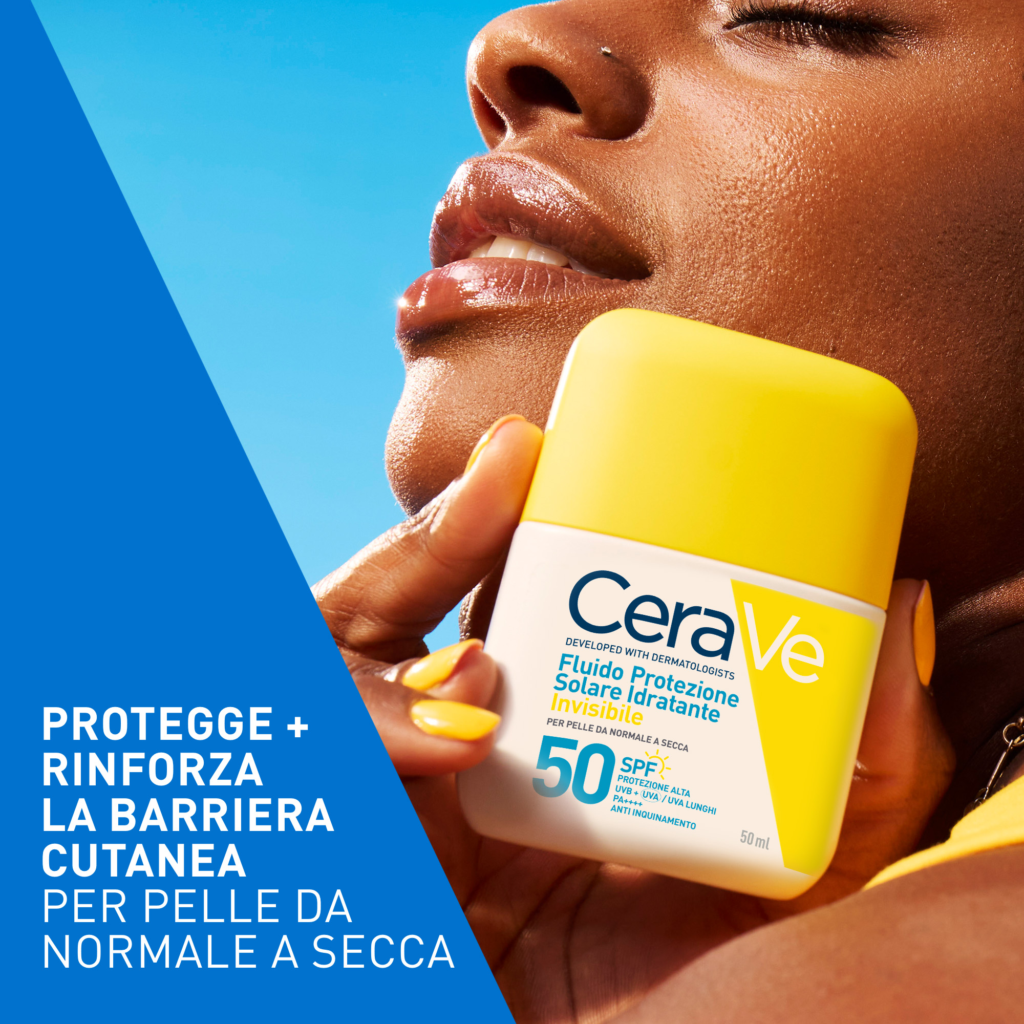 CeraVe Fluido Solare Idratante Invisibile - Protezione Solare SPF50 Viso 50 ml