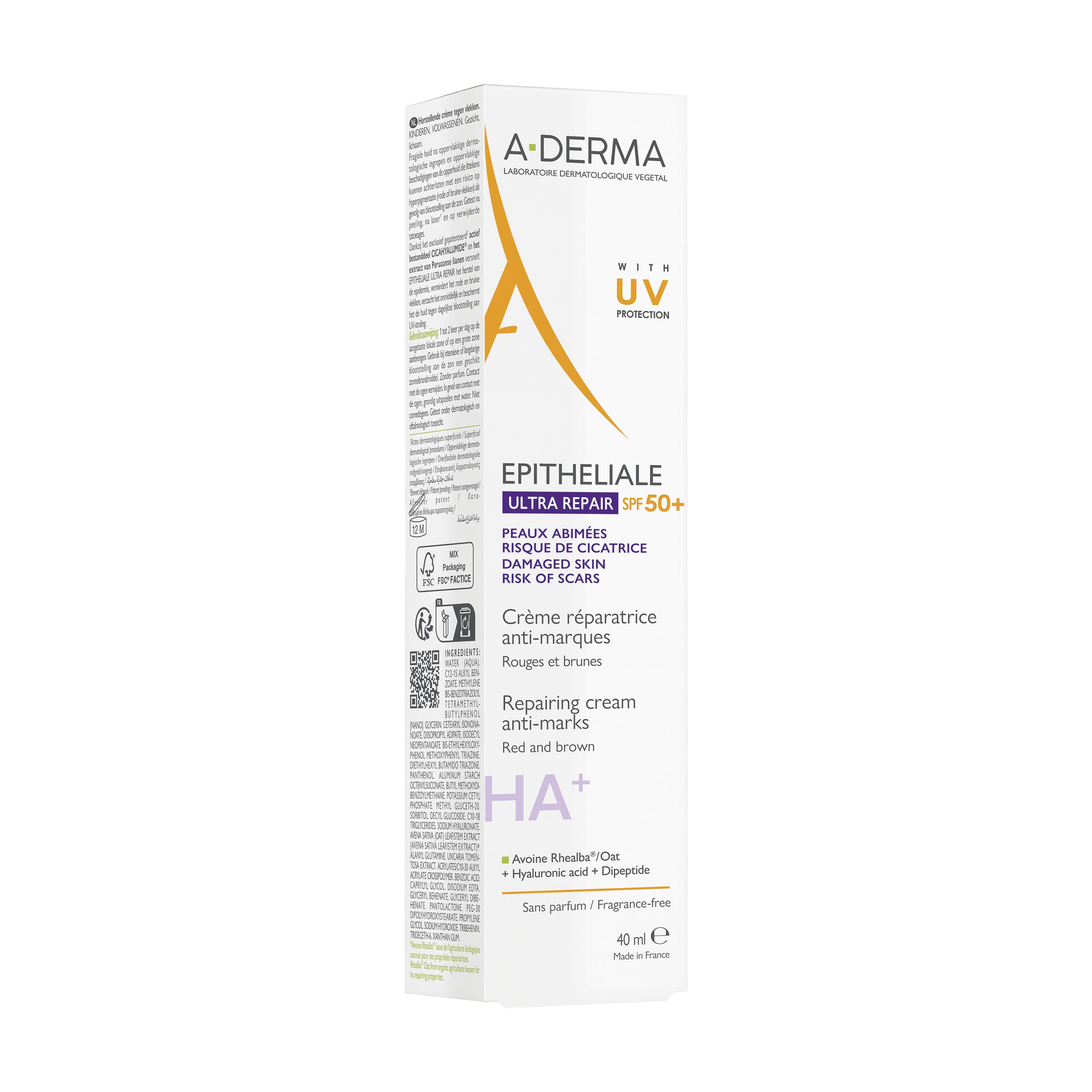 A-Derma Epitheliale Ultra Repair - Crema Ristrutturante Anti-Segni Residui SPF50+ Viso 40 ml