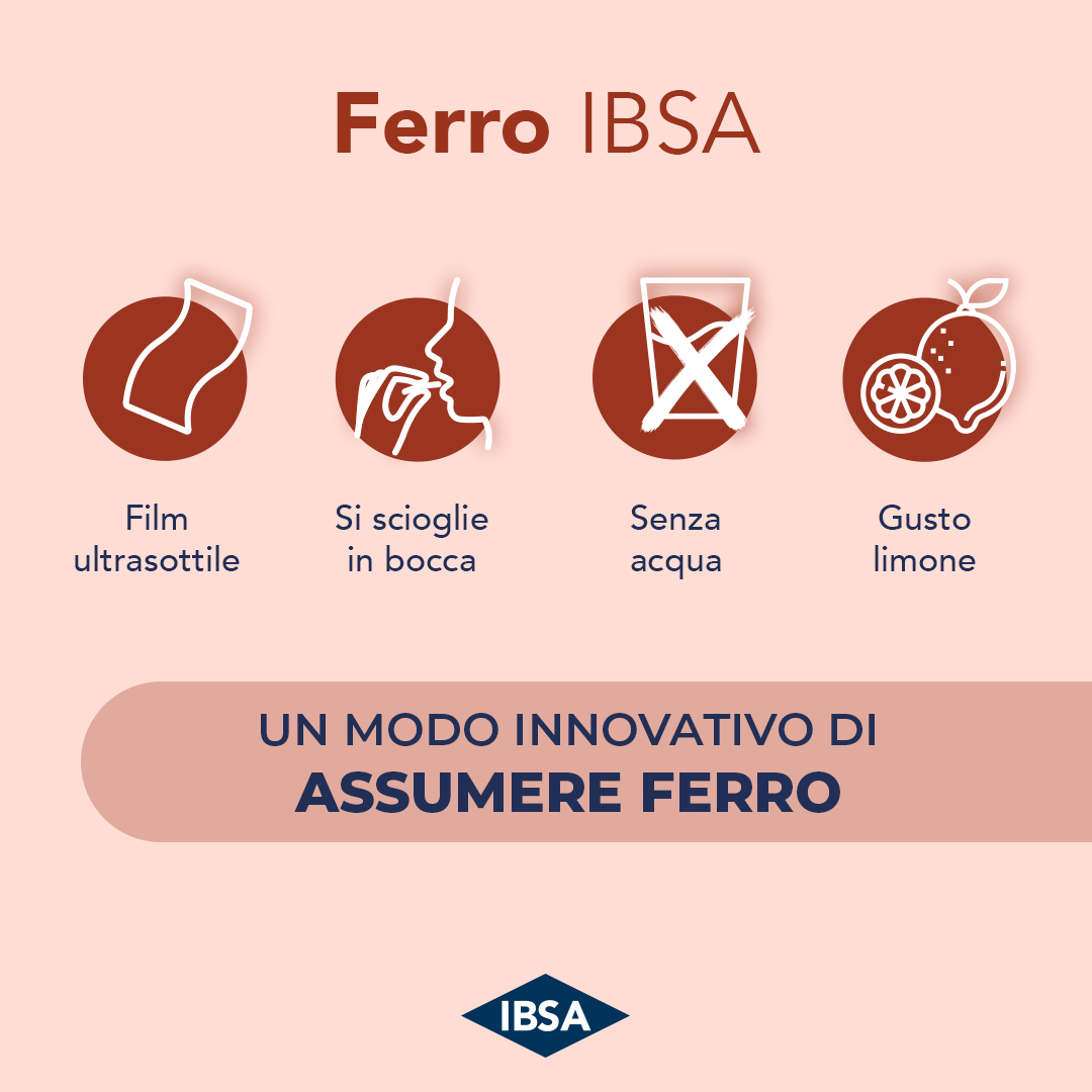 FERRO IBSA - integratore alimentare a base di Ferro e Acido Folico - 20 Film Orodisp. 