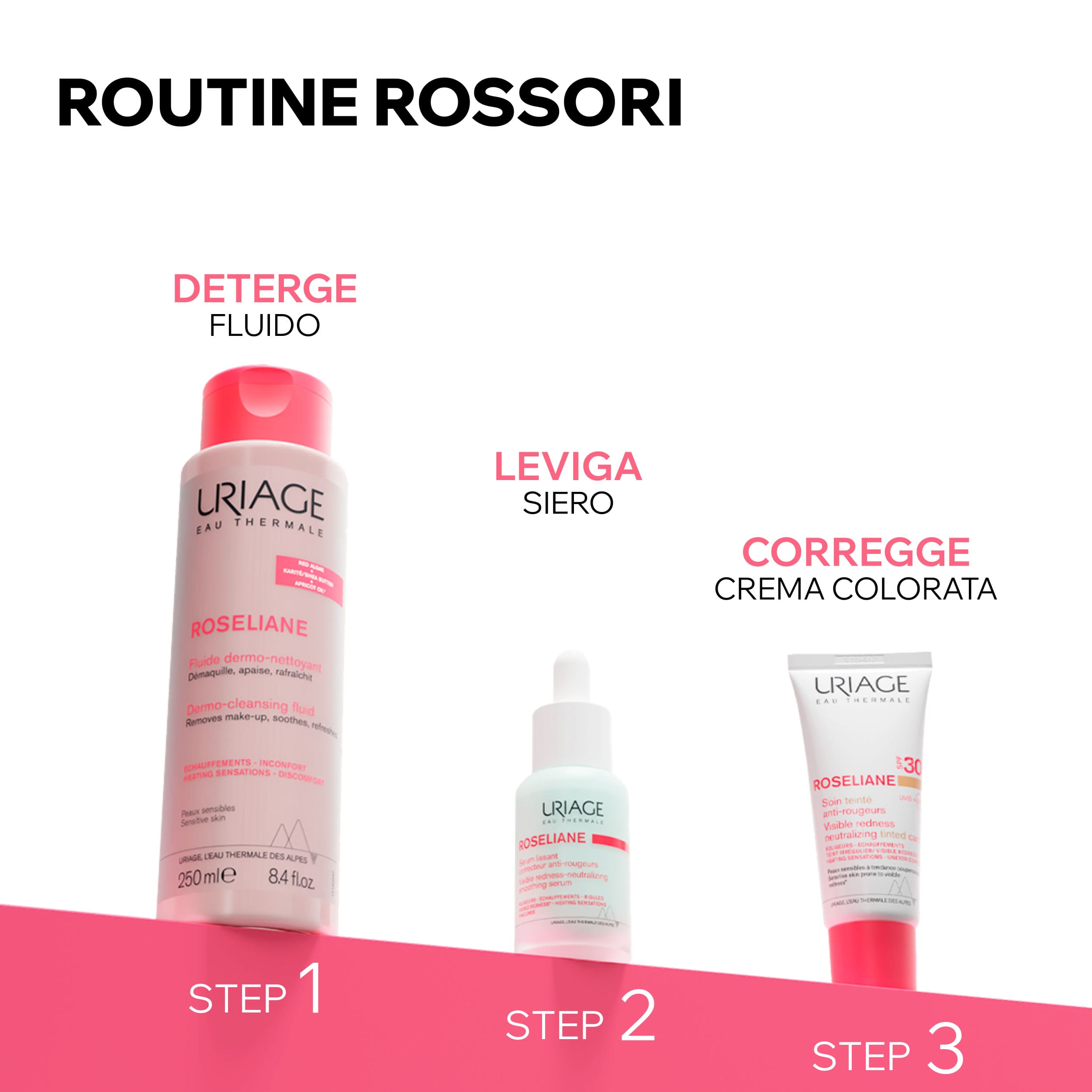 Uriage - Roseliane - Crema Colorata Anti-Rossori SPF30 Lenitiva Viso 40 ml - Tonalità Media