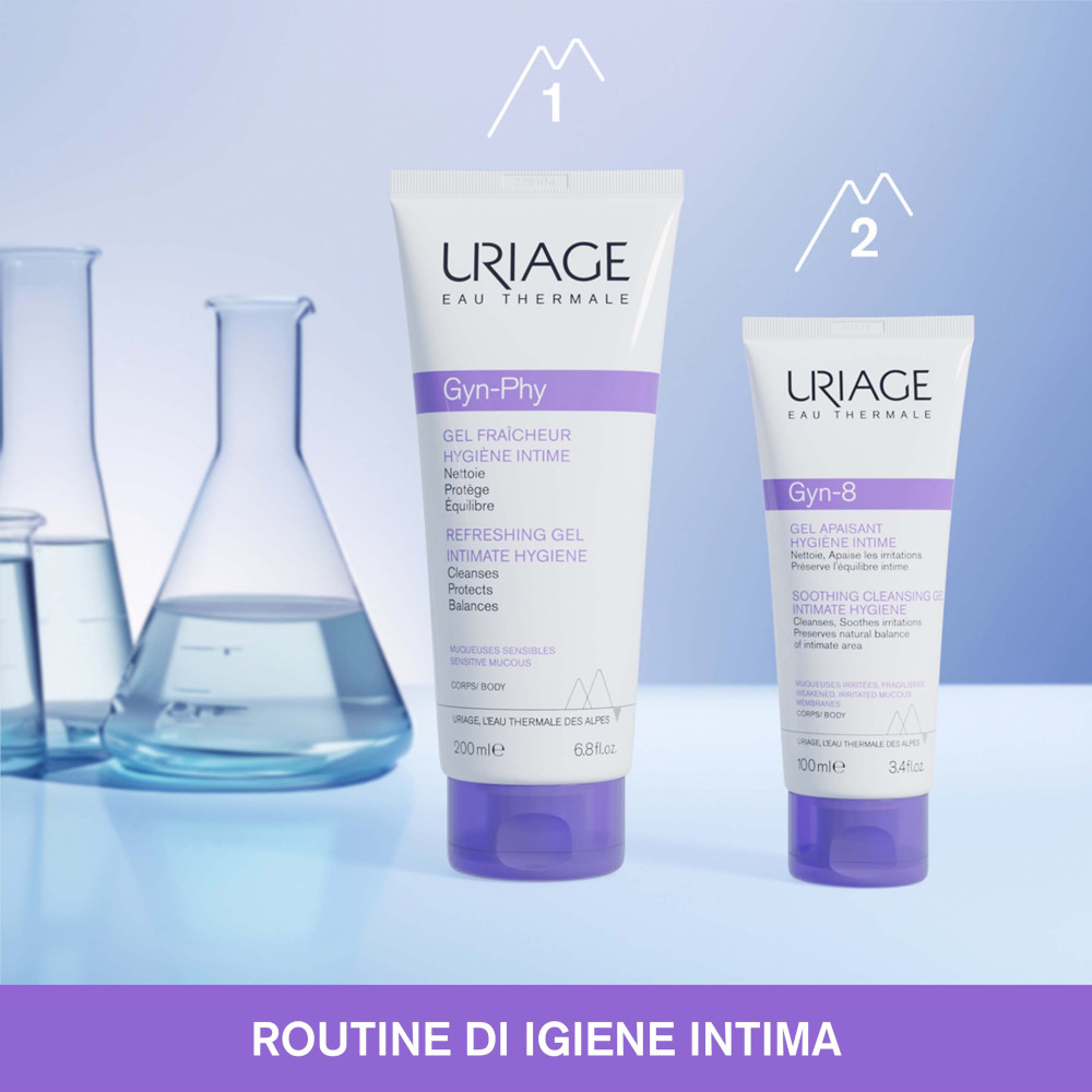 URIAGE GYN-PHY Gel schiumogeno detergente intimo rinfrescante per l'igiene quotidiana delle zone intime 200ML