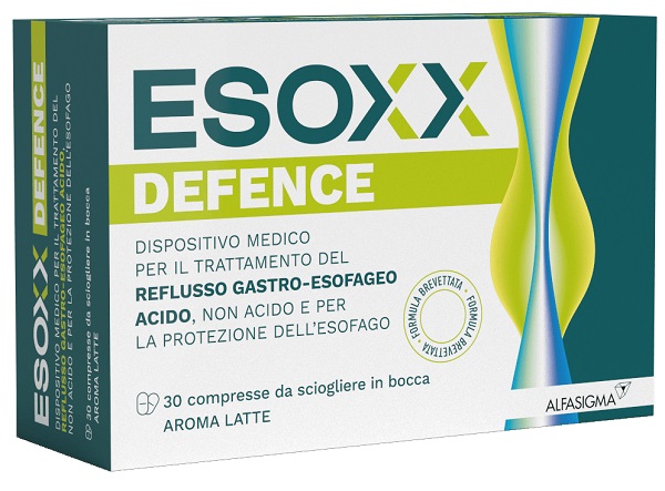 Esoxx Defence - dispositivo medico per sintomi da reflusso gastro esofageo, utile in caso di bruciore di stomaco -  30 compresse masticabili