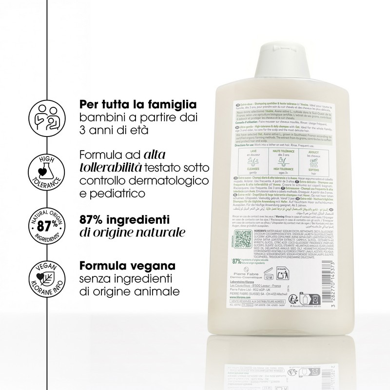 Klorane Latte Di Avena Shampoo Extra Delicato 400 ml Klorane Latte Di Avena Shampoo Extra Delicato 400 ml