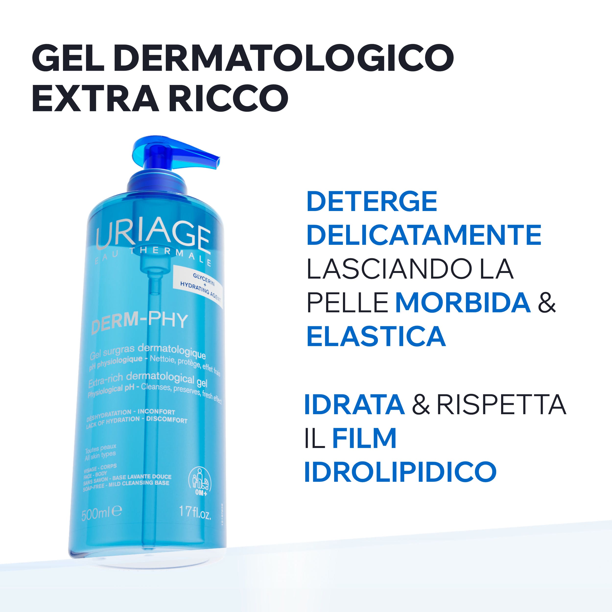 Uriage Derm-Phy Gel Doccia Dermatologico Lenitivo E Protettivo Per Pelle Sensibile 1 Litro