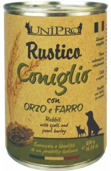 UNIPRO CANE RUSTICO CONIGLIO ORZO FARRO 400GR (lattina)