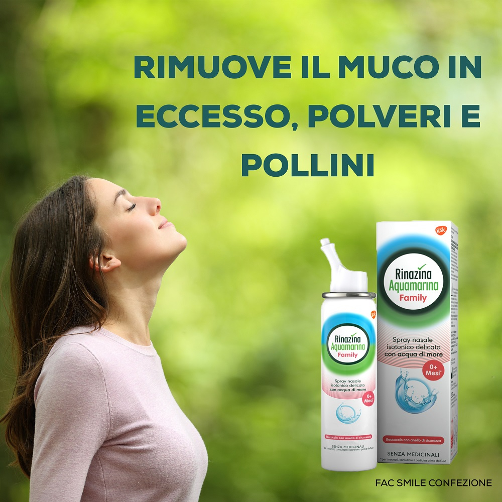 Rinazina Aquamarina Family Spray Nasale Isotonico Lavaggio Nasale Acqua di Mare Neonati Adulti 100ml Rinazina Aquamarina Family Spray Nasale Isotonico Lavaggio Nasale Acqua di Mare Neonati Adulti 100ml