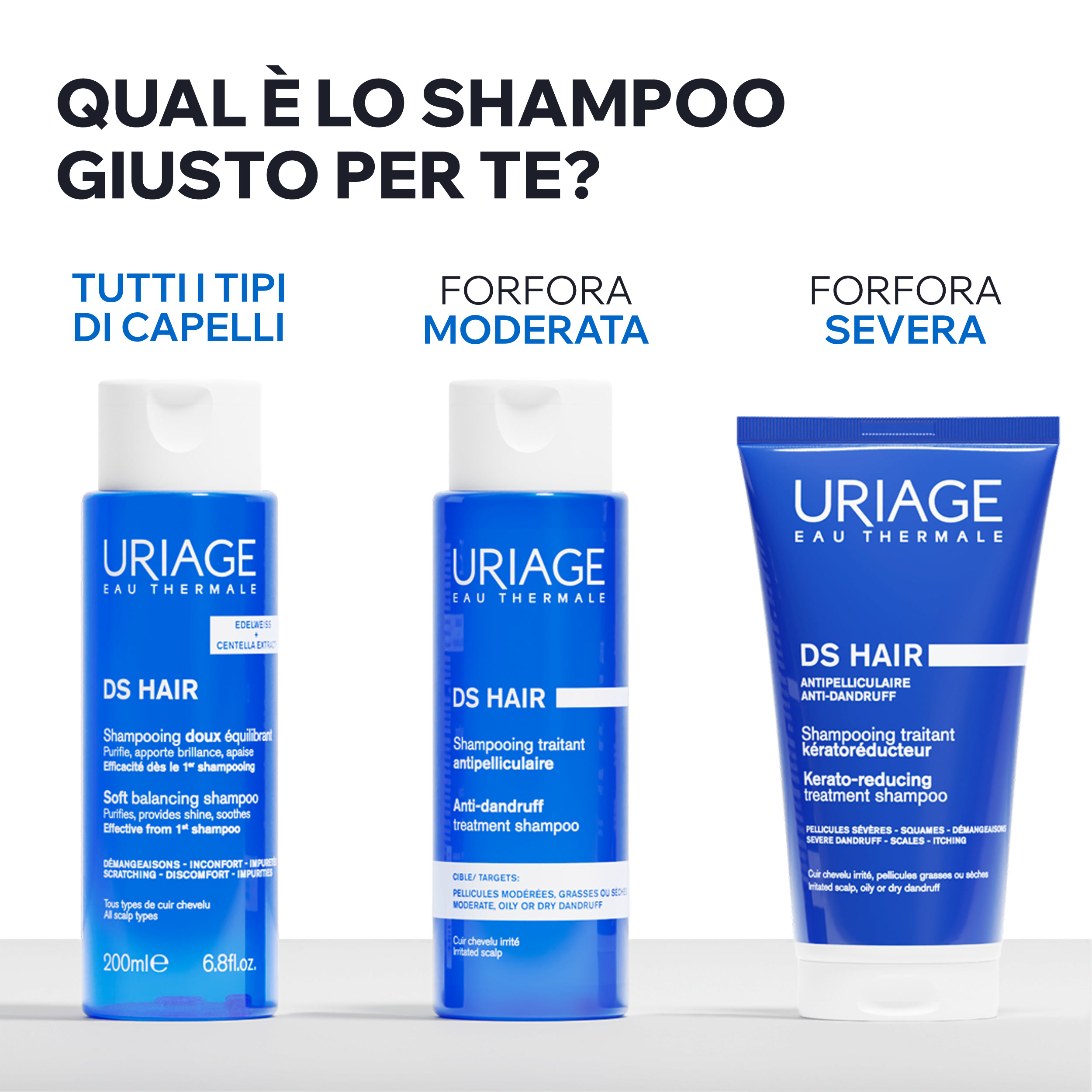 Uriage DS Hair - Shampoo Delicato Riequilibrante Per Tutti I Tipi Di Capelli 500 ml