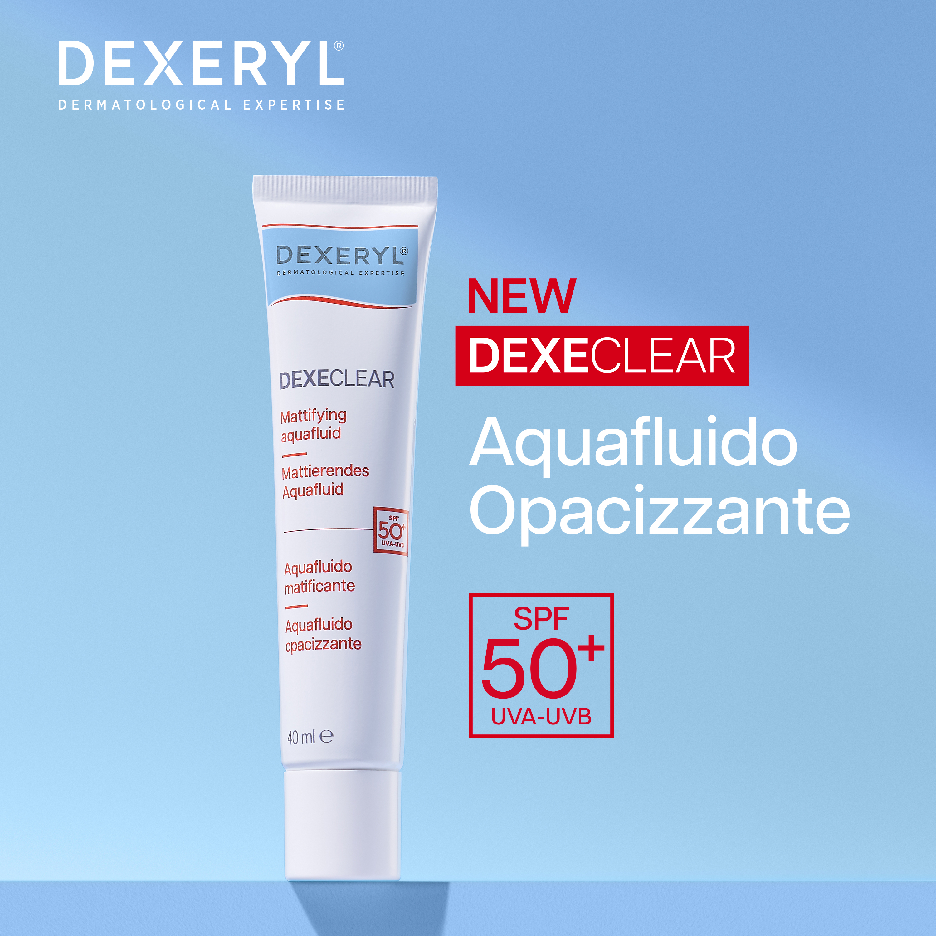 Dexeclear Dexeryl - Acquafluido Opacizzante SPF50+ Per Pelle Grassa 40 ml