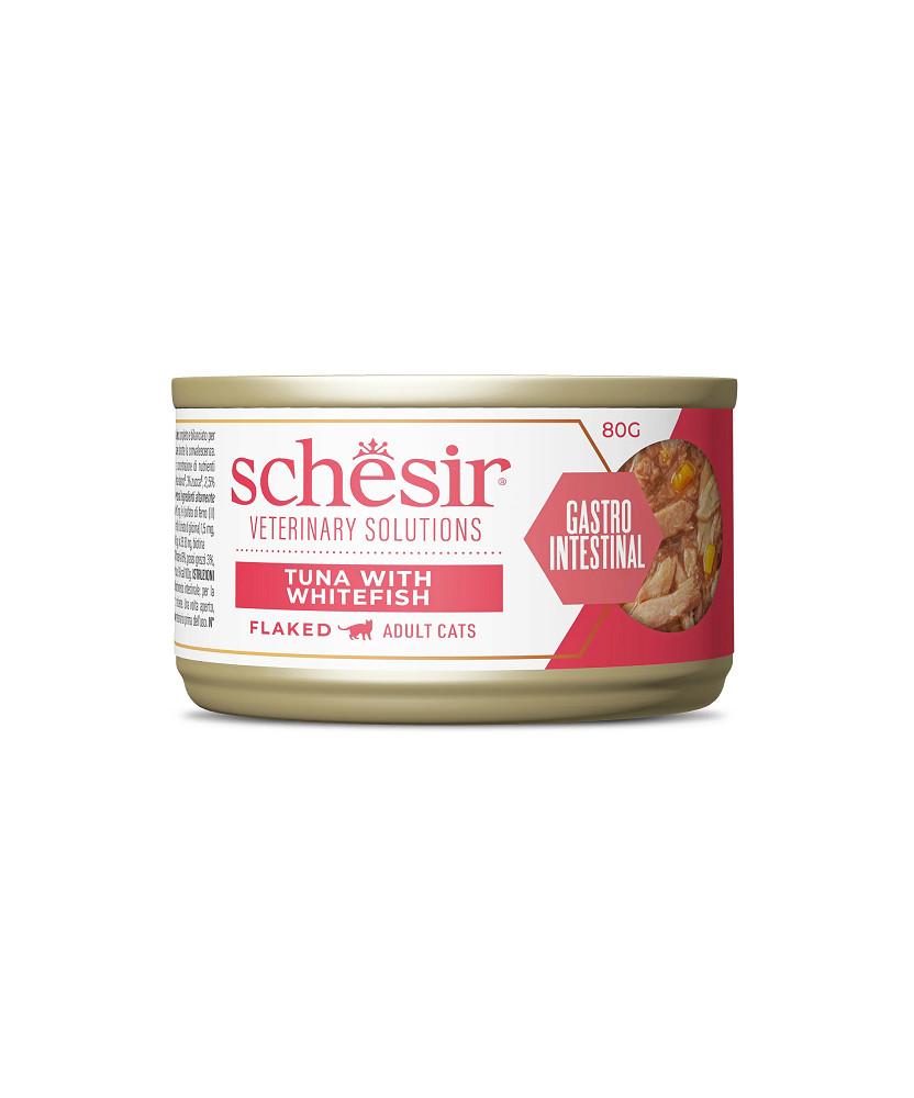 SCHESIR GATTO VETERINARY SOLUTIONS GASTROINTESTINAL PEZZETTI AL TONNO E PESCE BIANCO 80GR (lattina)