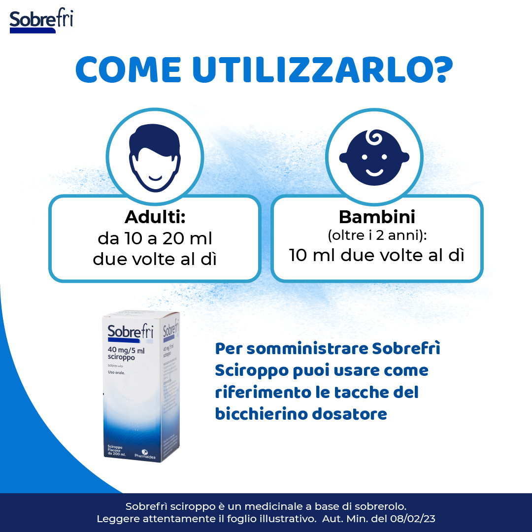 SOBREFRI SCIROPPO MUCOLITICO TOSSE GRASSA SENZA ZUCCHERO 2 ANNI+ 200 ML 