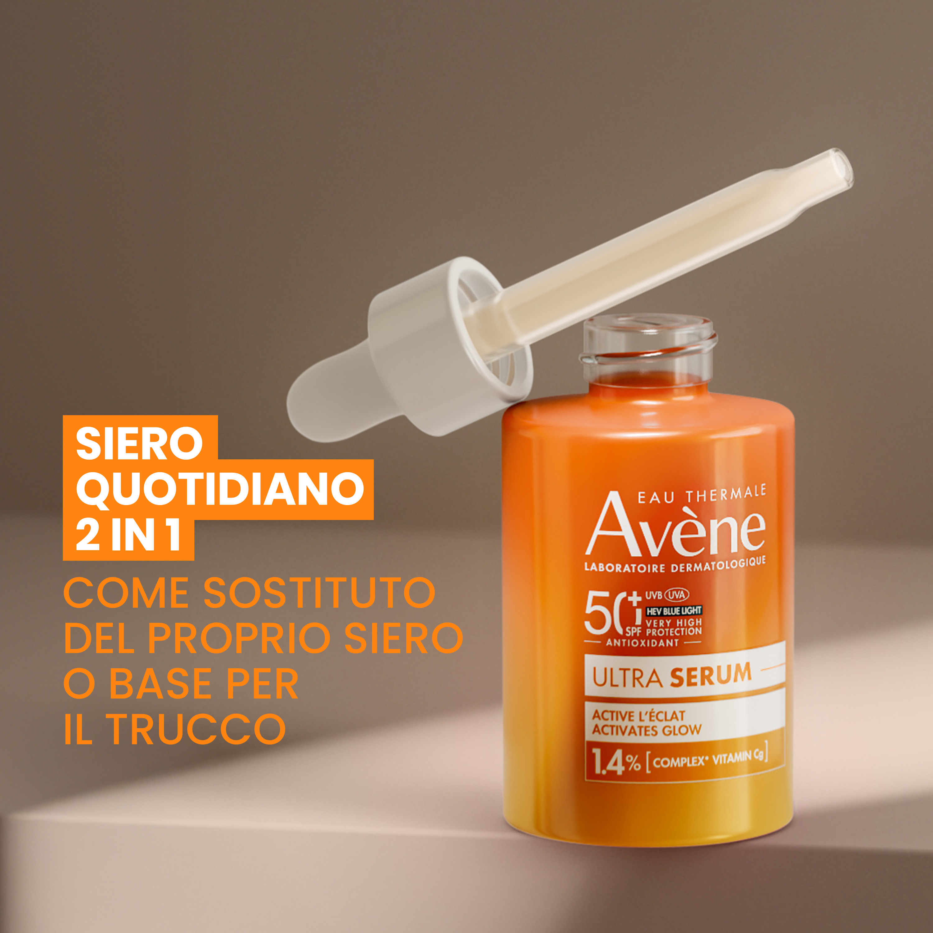 Avène - Eau Thermale Ultra Siero SPF50+ Attiva La Luminosità - Protezione Solare Molto Alta Viso 30 ml