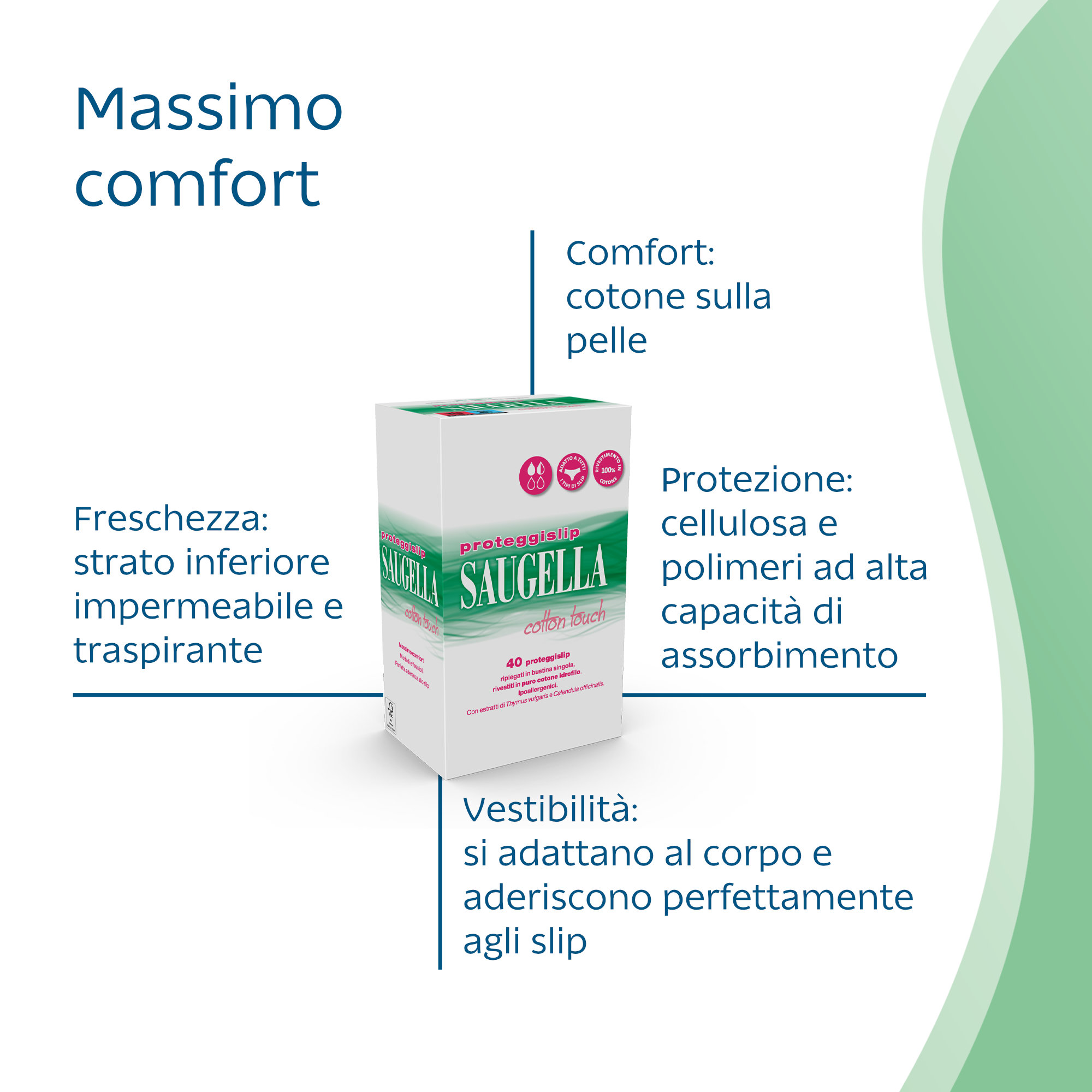 Saugella Cotton Touch - 40 Proteggislip Rivestiti