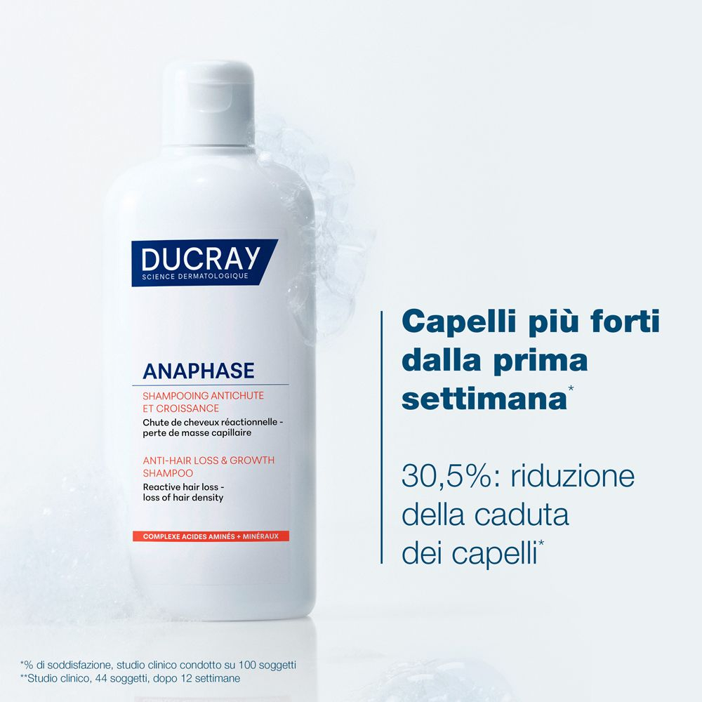 Ducray Anaphase Shampoo contro la caduta e crescita dei capelli, Frena la caduta dei capelli occasionale, 200ml