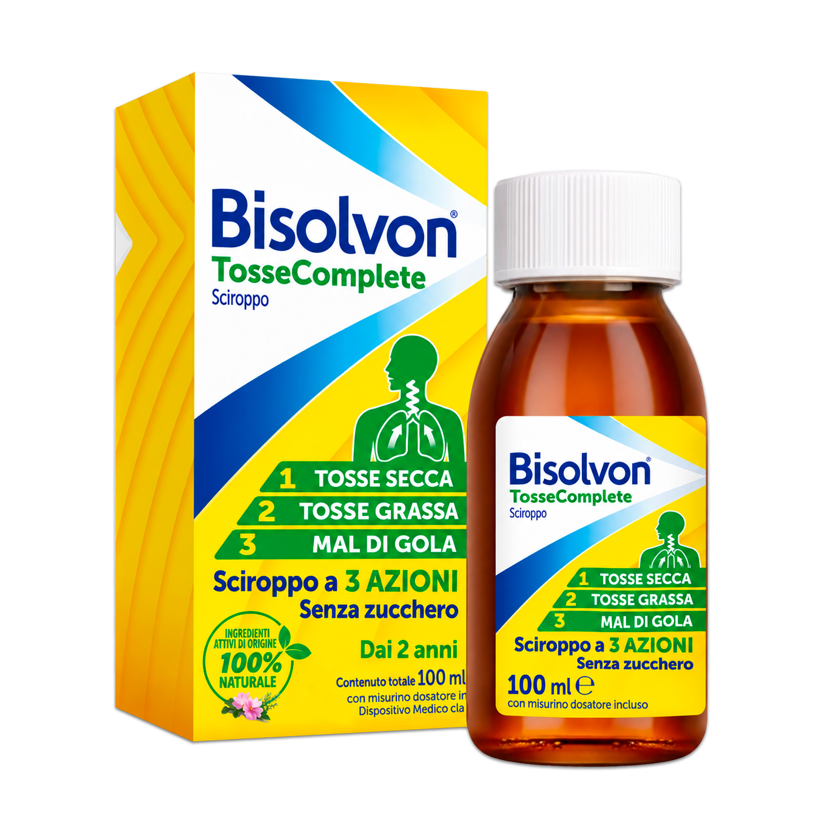 Bisolvon Tosse Complete - Sciroppo Per Tosse Grassa, Secca E Mal Di Gola 100 ml