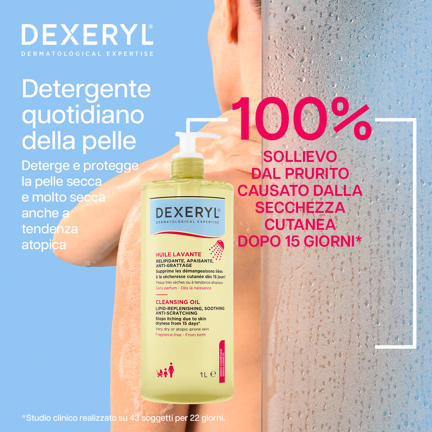 Dexeryl Olio Lavante - Detergente Antiprurito Per Pelle Secca E A Tendenza Atopica 1 Litro