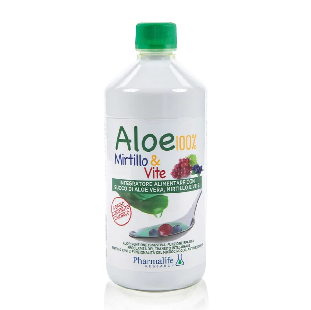 Pharmalife Research Aloe 100% Mirtillo e Vite Integratore Depurativo, 1 Litro