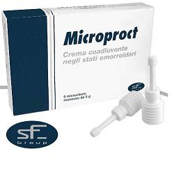 CREMA COAUDIUVANTE NEGLI STATI EMORROIDALI MICROPROCT 5MICROCLISMI MONODOSE DA 3G