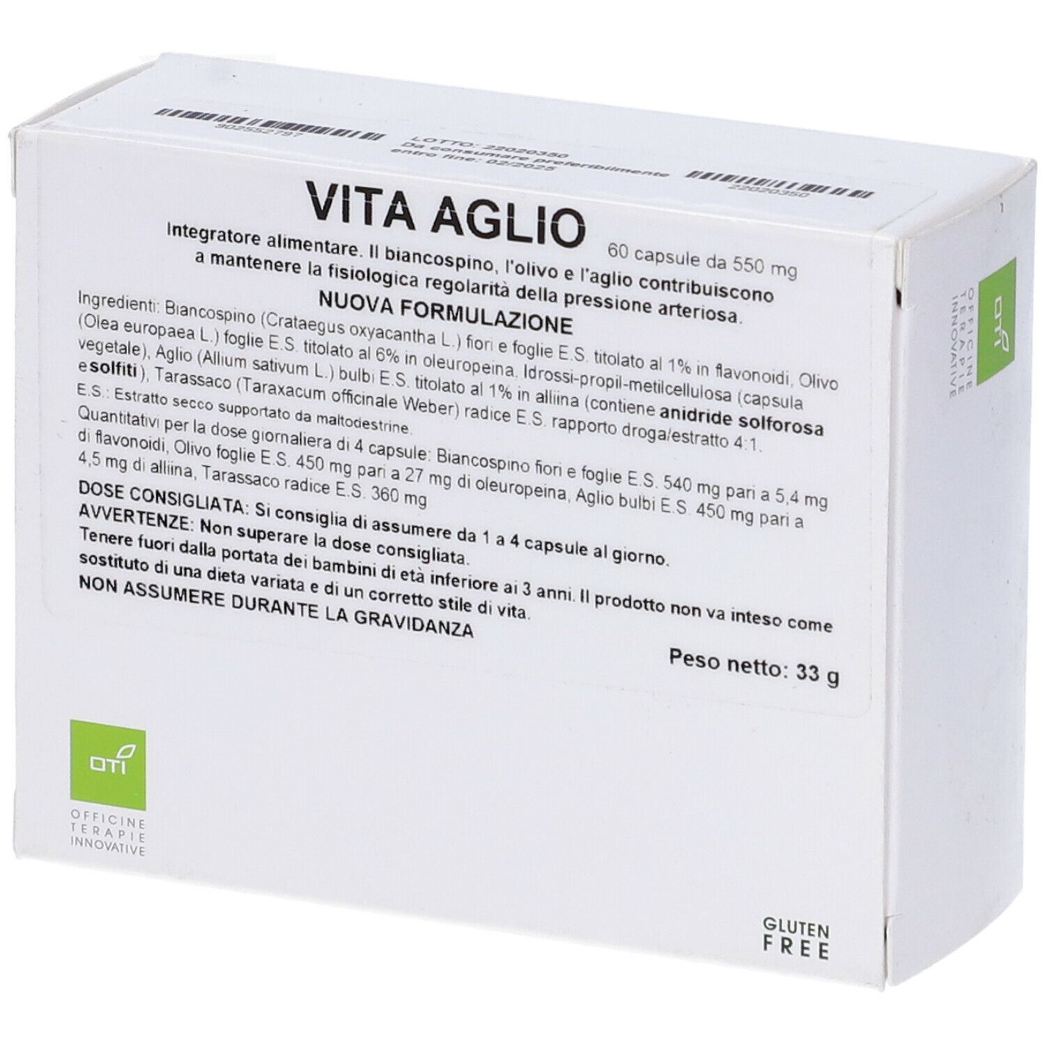 Oti Vita Aglio Integratore Pressione Sanguigna 60 Capsule