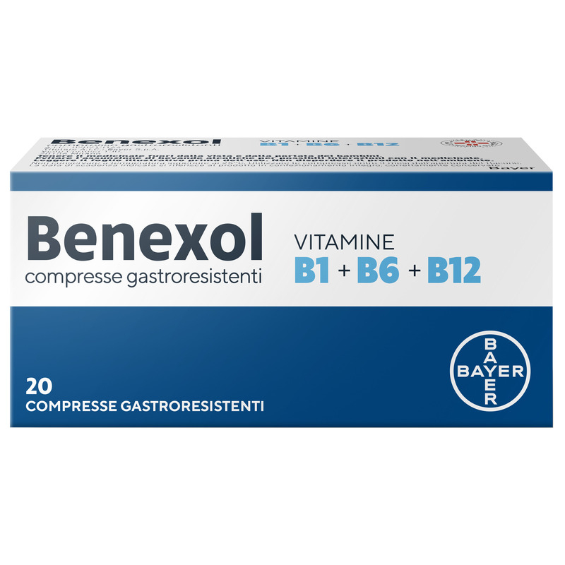 Benexol, Trattamento per Carenza di Vitamine Gruppo B, a base di Vitamina B1, B6, B12, 20 Compresse Gastroresistenti