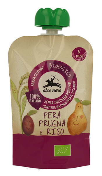 ALCE NERO PUREA PERA PRUGNA E RISO 100GR