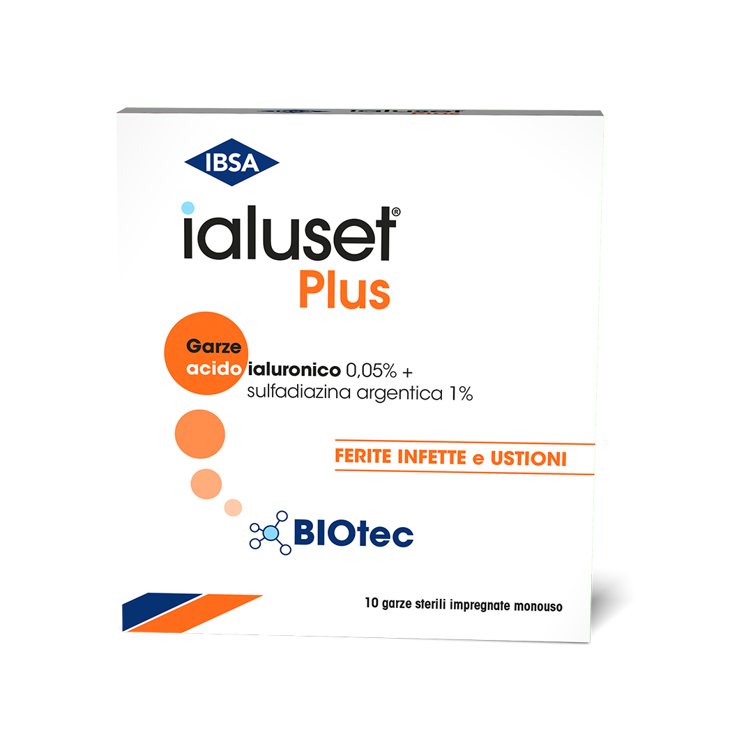 Ialuset Plus Garze per Ferite Infette e Ustioni 10x10 cm 10 Pezzi