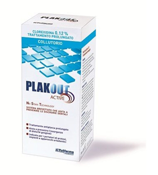 Plak Out  0,12% Clorexidina Soluzione Orale Disinfettante 150 ml Plak Out  0,12% Clorexidina Soluzione Orale Disinfettante 150 ml