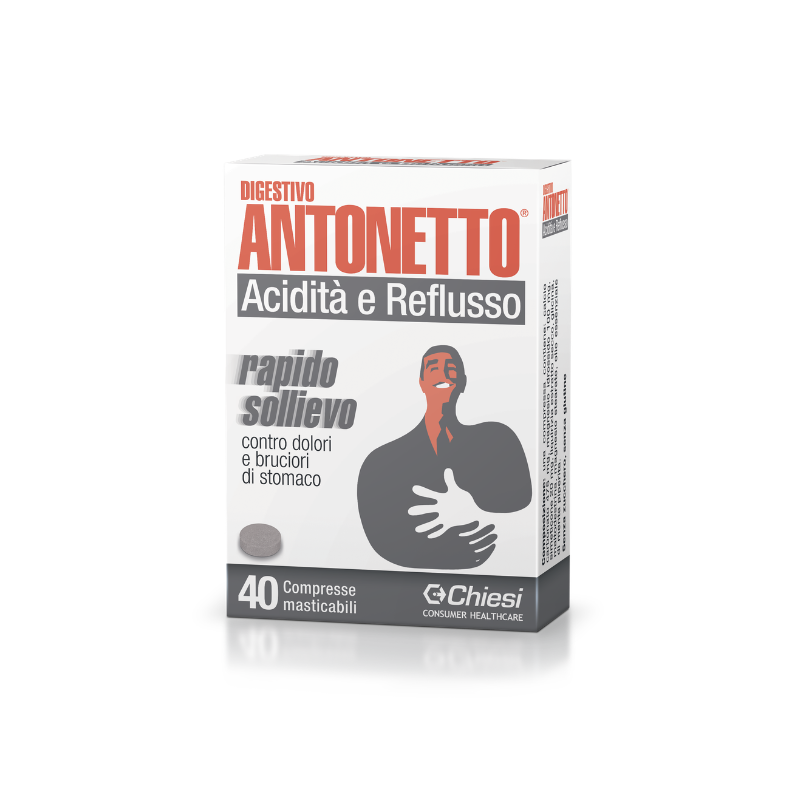 Digestivo Antonetto Acidità E Reflusso - 40 Compresse Masticabili Contro Bruciori Di Stomaco