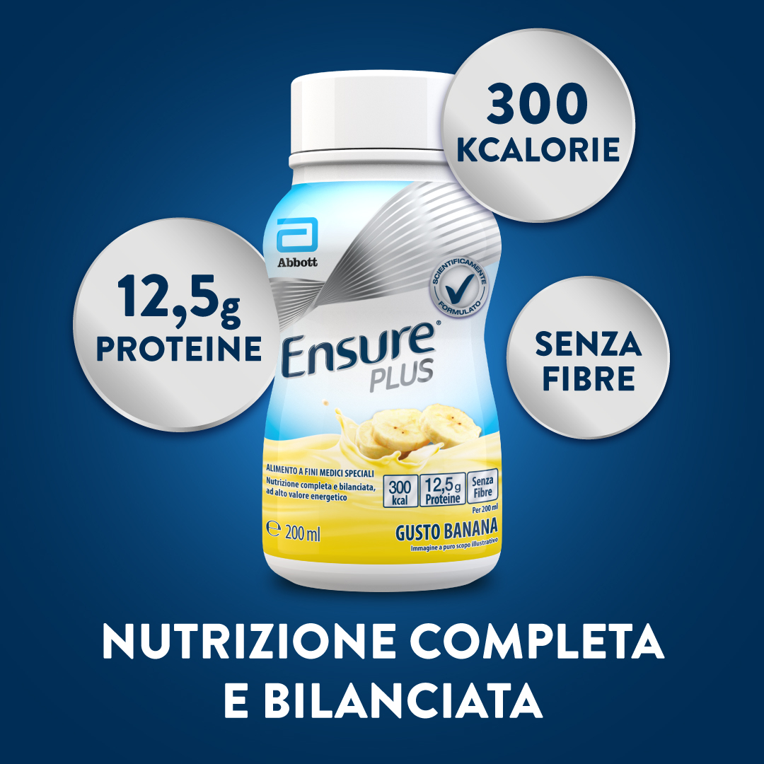 Ensure Plus Alimento a Fini Medici Speciali Ipercalorico Banana 4x200ml