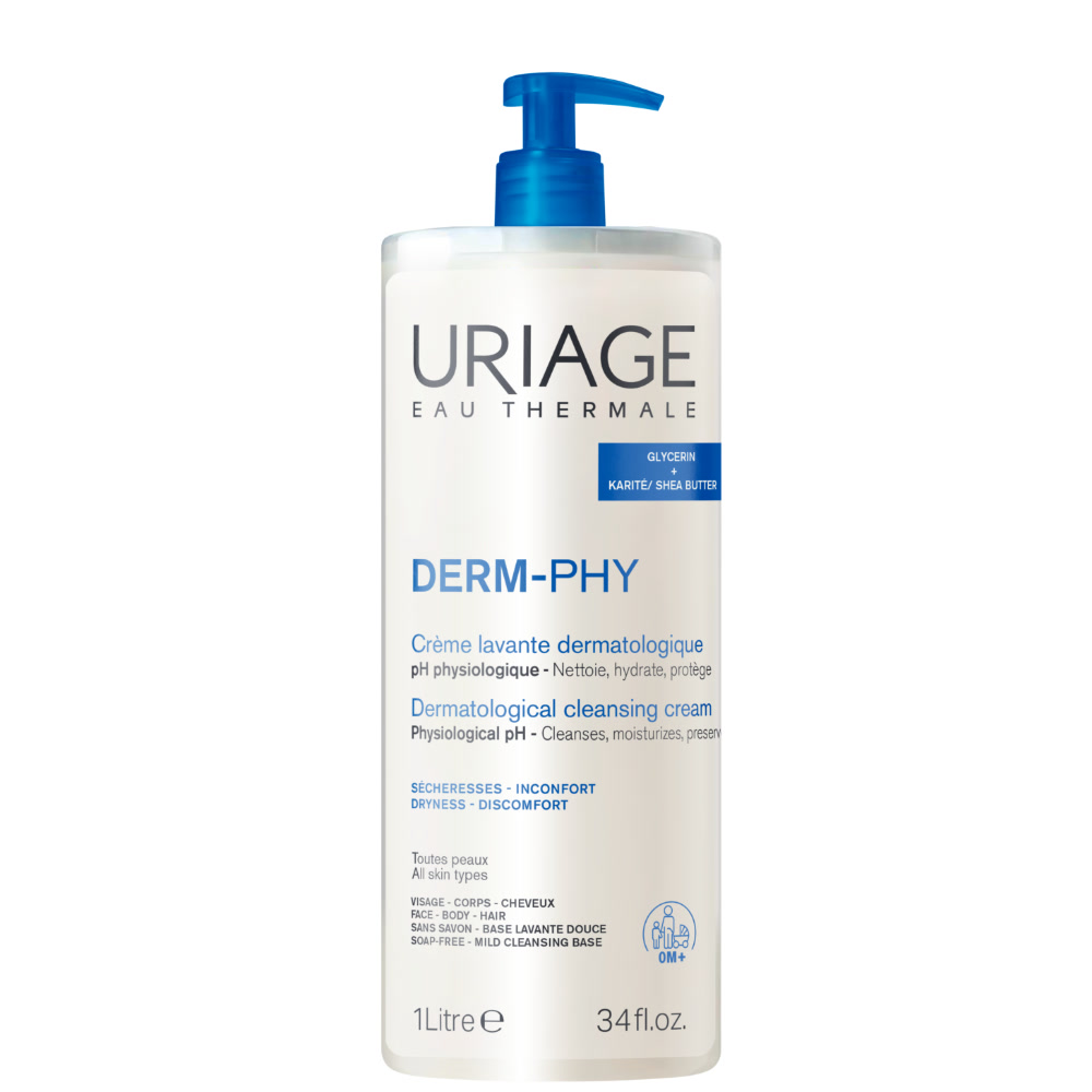 Uriage - Derm-Phy - Crème Lavante Detergente Senza Sapone Per Viso, Corpo E Capelli 1 L