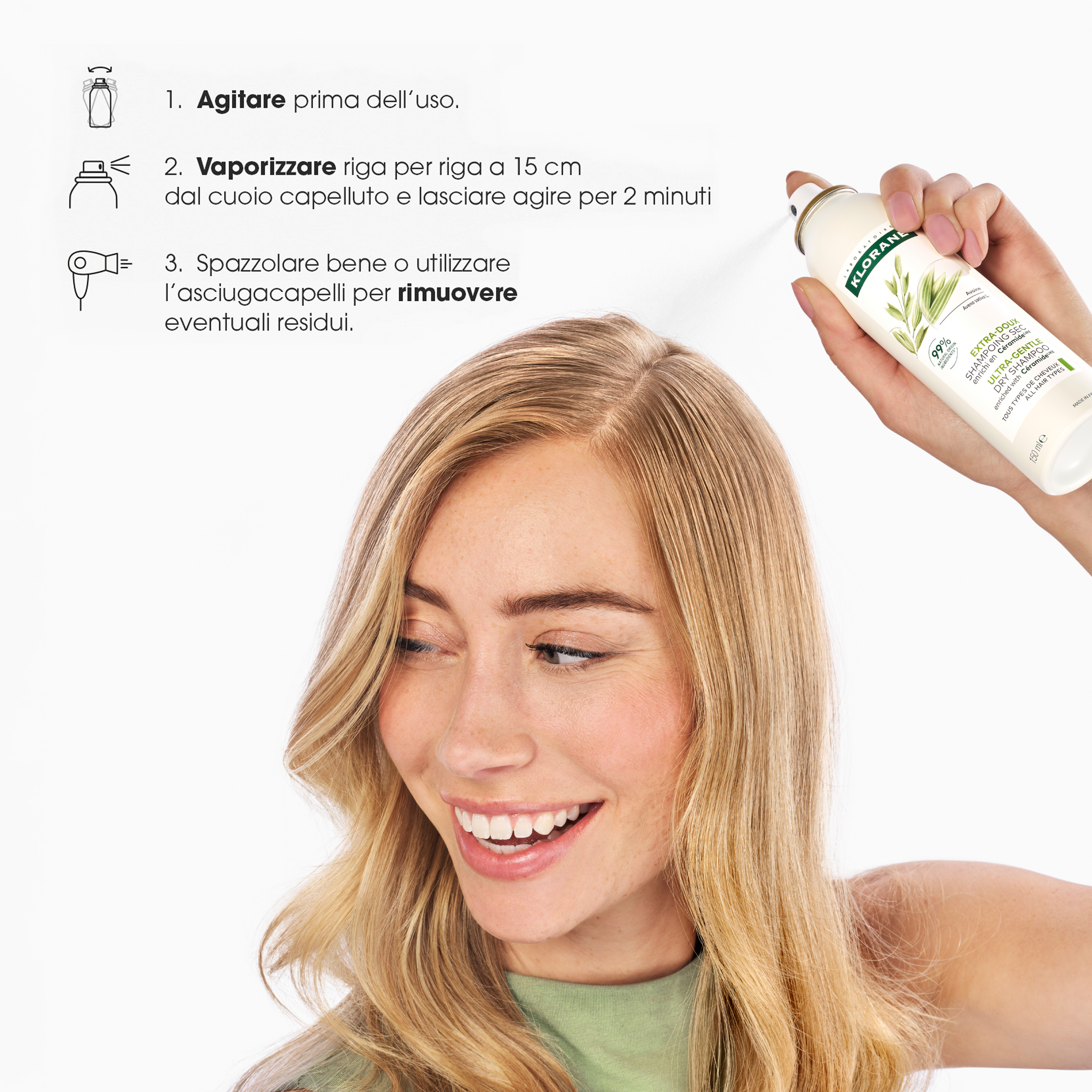 Klorane Shampoo Secco Extra-Delicato all'Avena & Ceramide - 150ml 