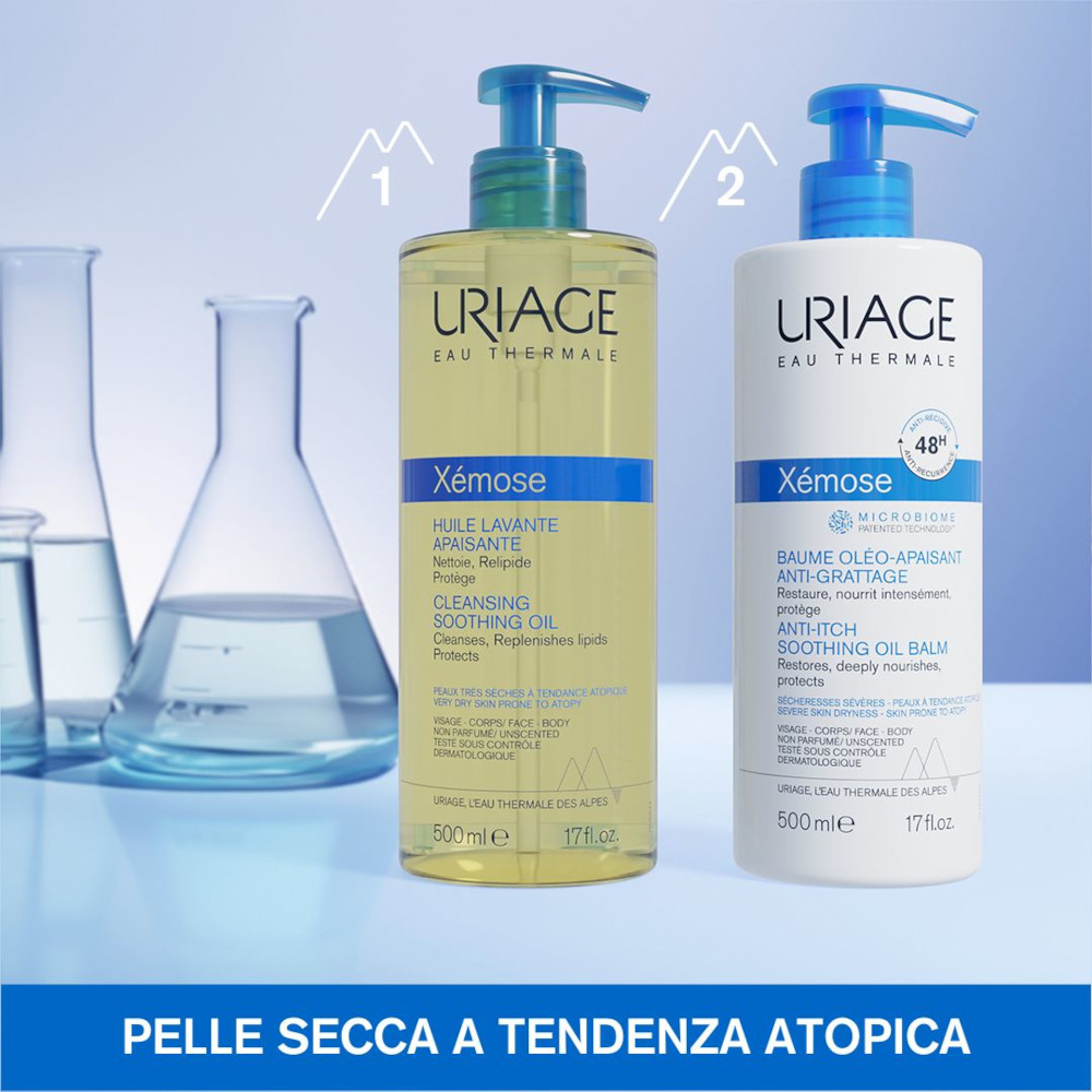 Uriage Xémose Balsamo-Olio Lenitivo Anti-prurito per pelle secca a tendenza atopica di viso e corpo che lenisce dalla prima applicazione 500 ml Uriage Xémose Balsamo-Olio Lenitivo Anti-prurito per pelle secca a tendenza atopica di viso e corpo che lenisce dalla prima applicazione 500 ml